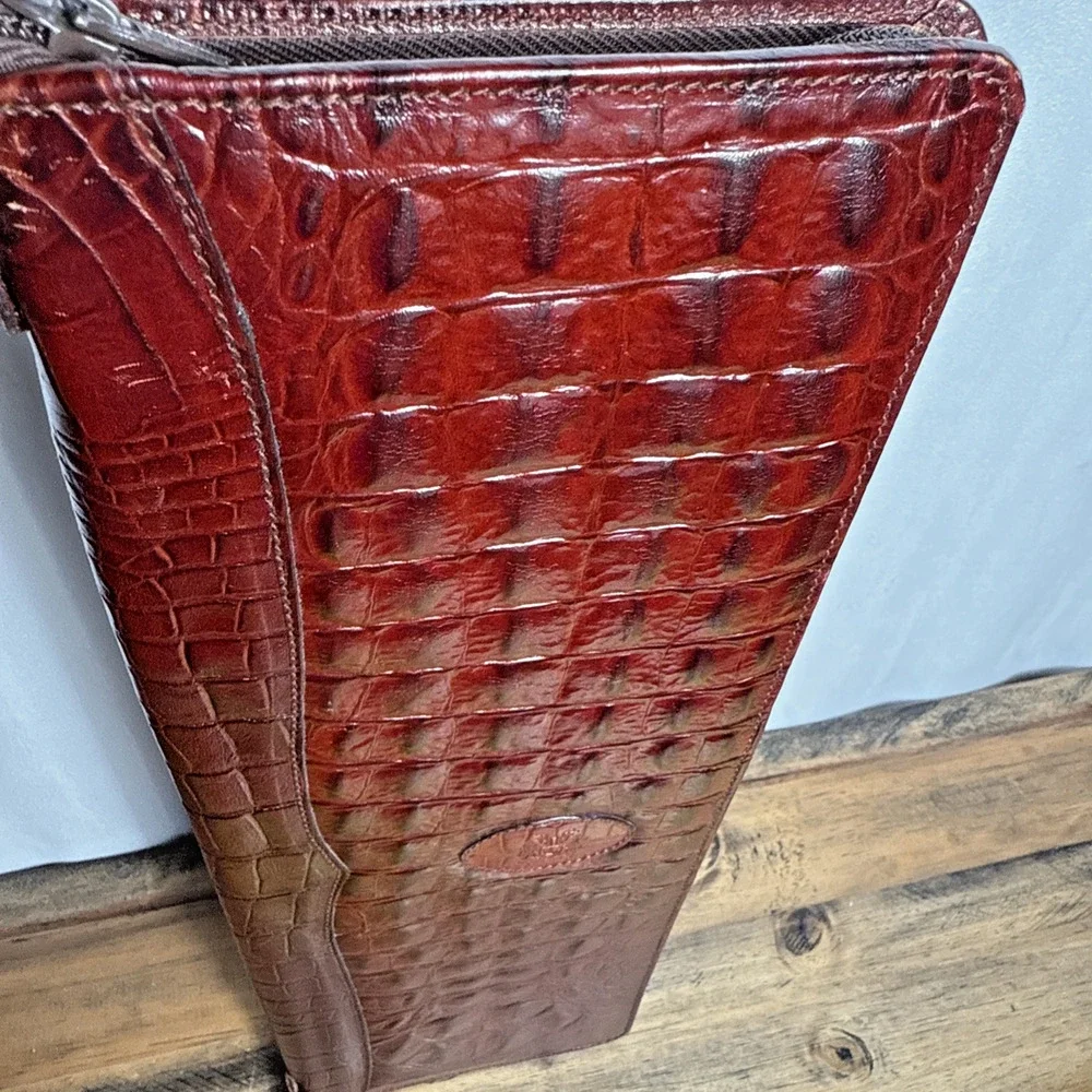 Vintage Italian Leather Tie Case Mens Travel Accessory Luxury Gift Crocodile EUC